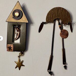 Artisan mixed media pins/brooches (3)